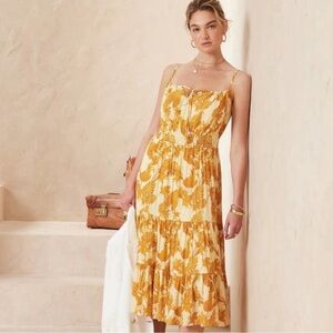 Tiered gauze yellow/gold dress (Banana Republic)